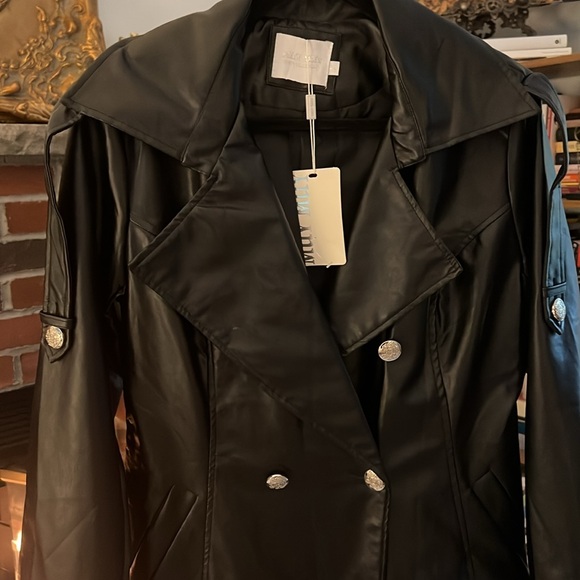 NWT! Faux leather Trench Coat - Picture 2 of 7